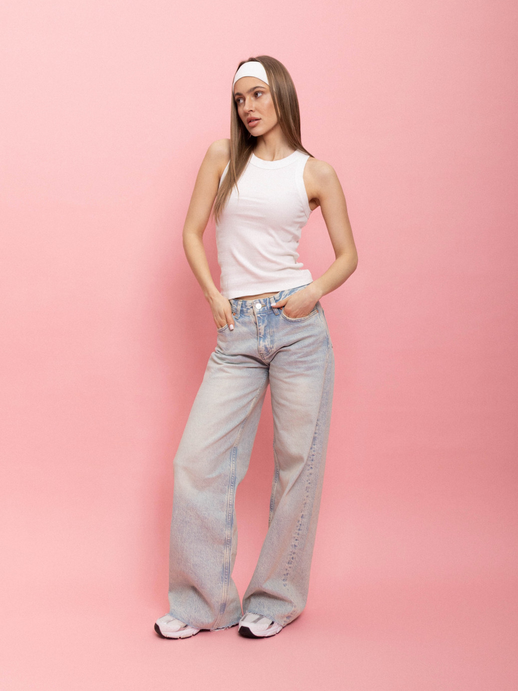 ДЖИНСИ WIDE LEG З ПОНИЖЕНОЮ ТАЛІЄЮ БЛАКИТНО-ВІНТАЖНИЙ WL 543