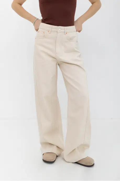 ДЖИНСИ WIDE LEG З ШВОМ СВІТЛИЙ БЕЖ WL 551