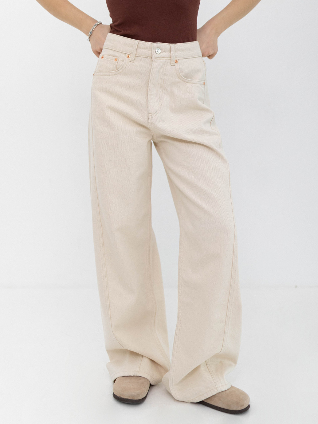 ДЖИНСИ WIDE LEG З ШВОМ СВІТЛИЙ БЕЖ WL 551