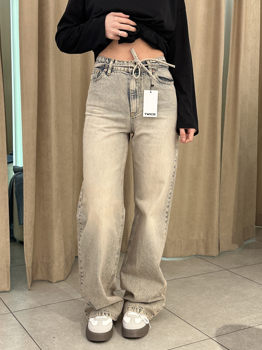 ДЖИНСИ WIDE LEG З ПОЯСОМ БЛАКИТНИЙ ВІНТАЖНИЙ WL 536