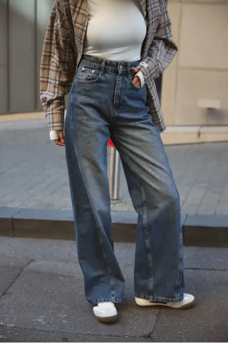 ДЖИНСИ WIDE LEG СИНІЙ З ШВОМ WL 574