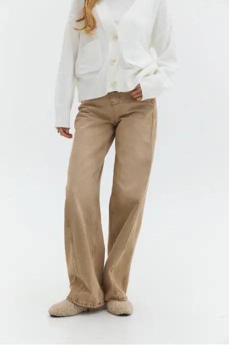 ДЖИНСИ WIDE LEG БЕЖЕВИЙ З ШВОМ WL 573