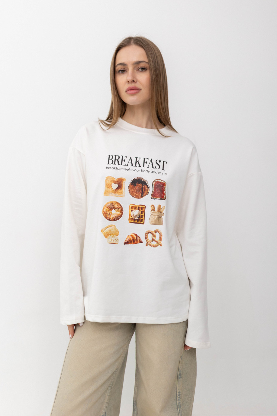 ЛОНГСЛІВ ОВЕРСАЙЗ LS031 З ПРИНТОМ BREAKFAST