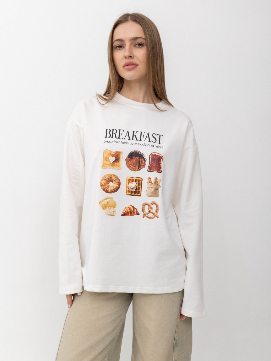 ЛОНГСЛІВ ОВЕРСАЙЗ LS031 З ПРИНТОМ BREAKFAST
