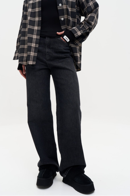 ДЖИНСИ WIDE LEG ГРАФІТОВИЙ WL 586