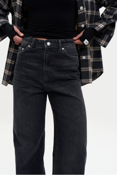 ДЖИНСИ WIDE LEG ГРАФІТОВИЙ WL 586