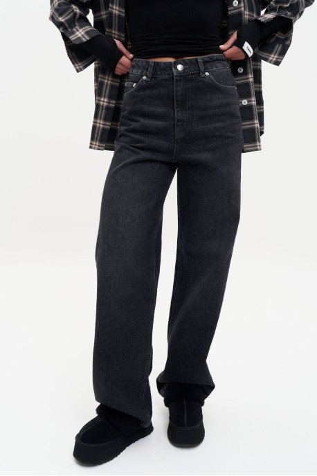 ДЖИНСИ WIDE LEG ГРАФІТОВИЙ WL 586