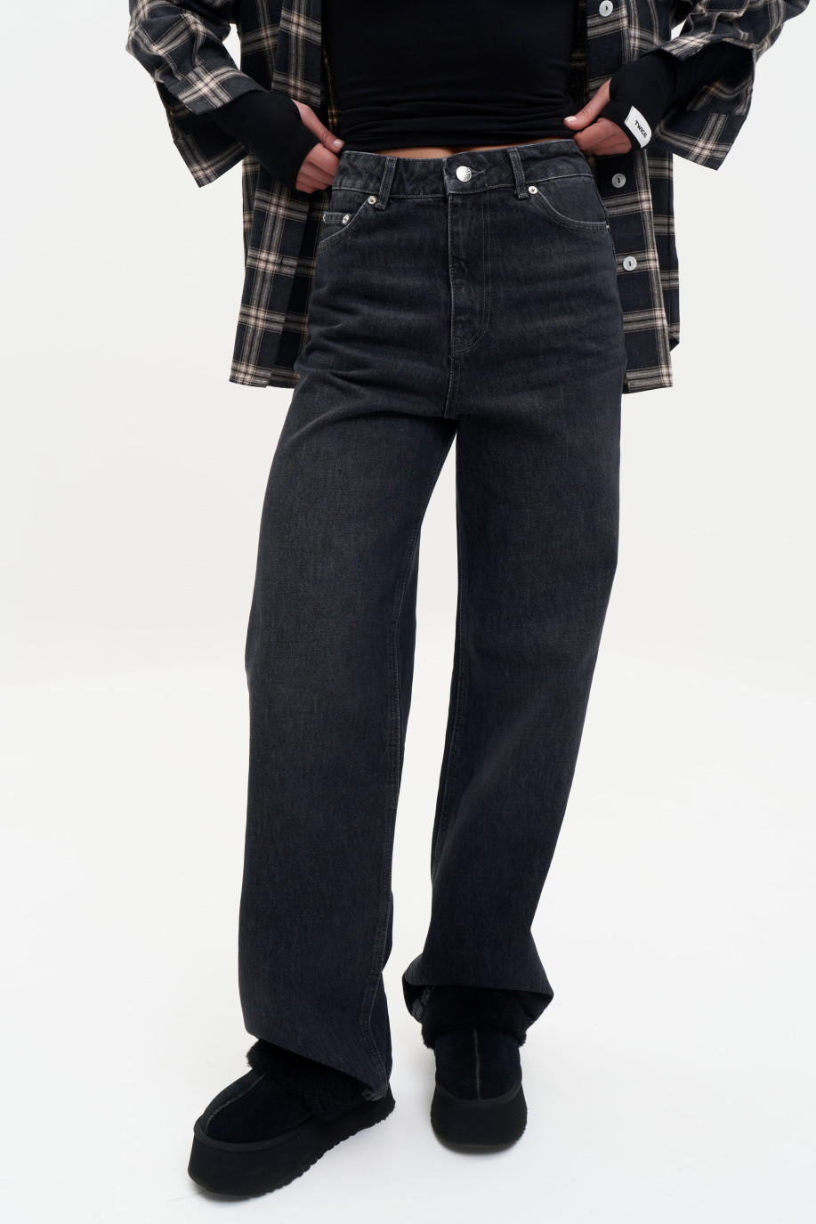 ДЖИНСИ WIDE LEG ГРАФІТОВИЙ WL 586
