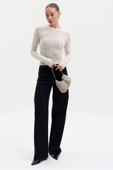 ДЖИНСИ WIDE LEG ЧОРНІ З БЛИСКІТКАМИ WL 581