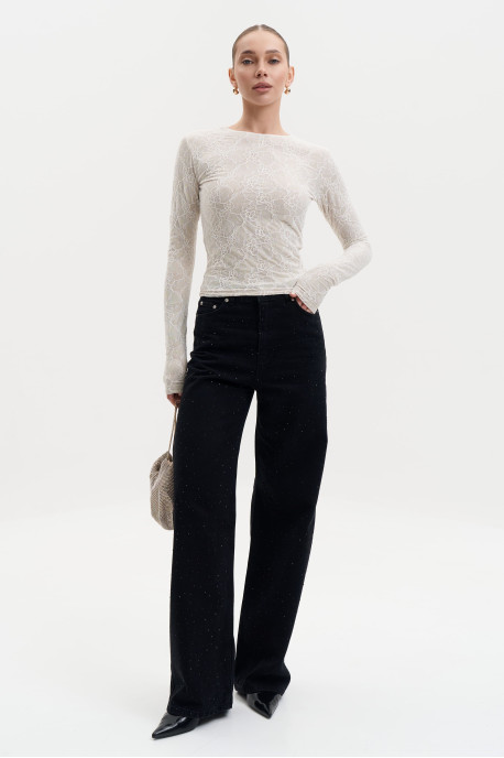 ДЖИНСИ WIDE LEG ЧОРНІ З БЛИСКІТКАМИ WL 581