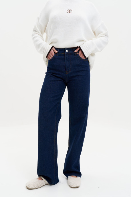 ДЖИНСИ WIDE LEG ТЕМНО СИНІЙ WL 577