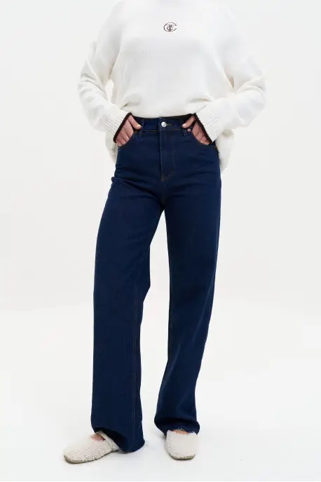 ДЖИНСИ WIDE LEG ТЕМНО СИНІЙ WL 577