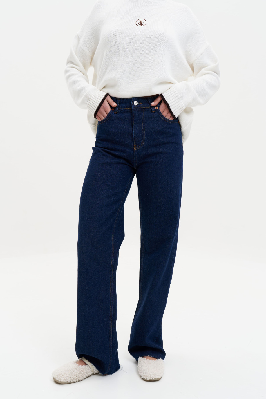 ДЖИНСИ WIDE LEG ТЕМНО СИНІЙ WL 577
