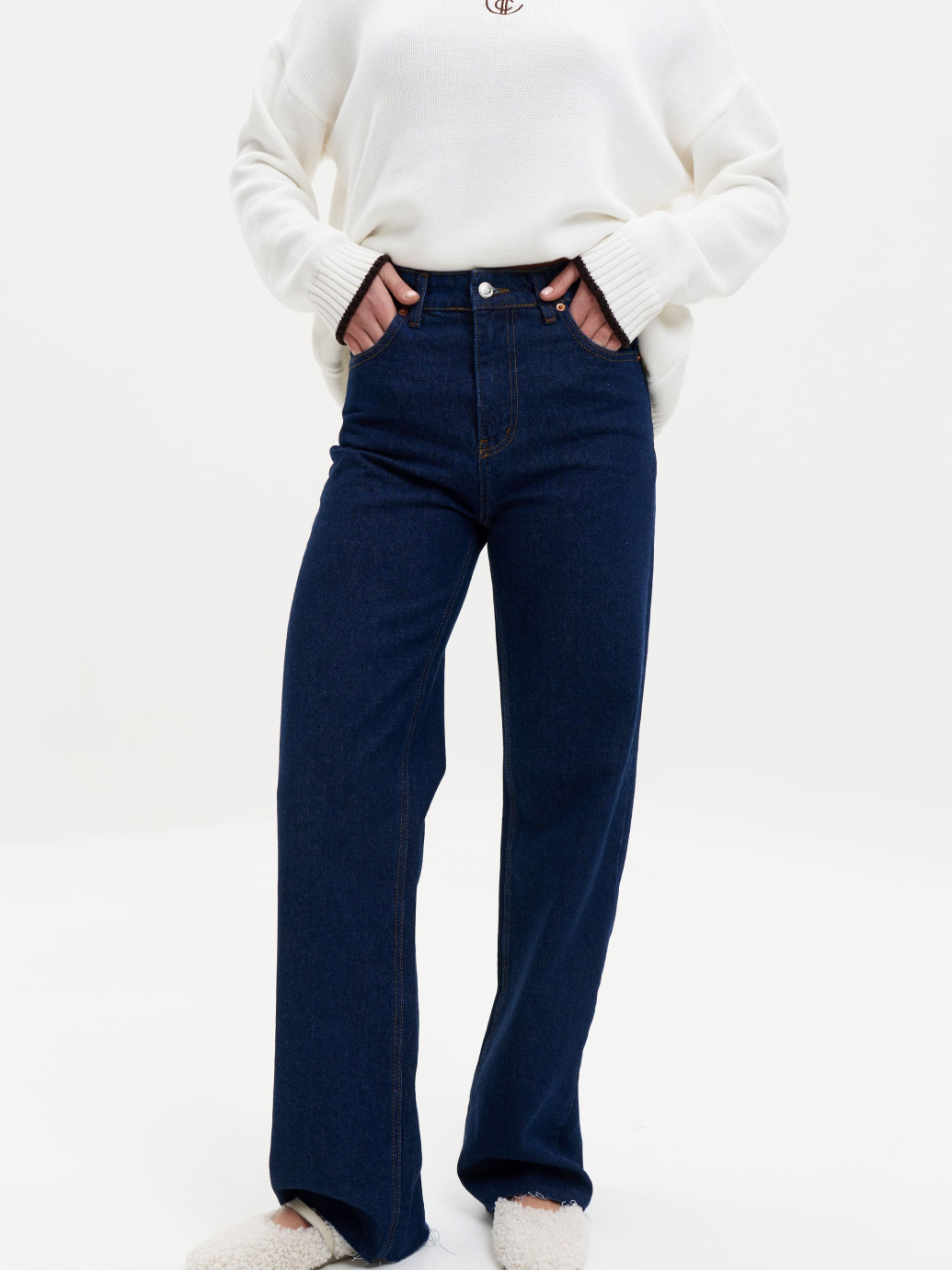 ДЖИНСИ WIDE LEG ТЕМНО СИНІЙ WL 577