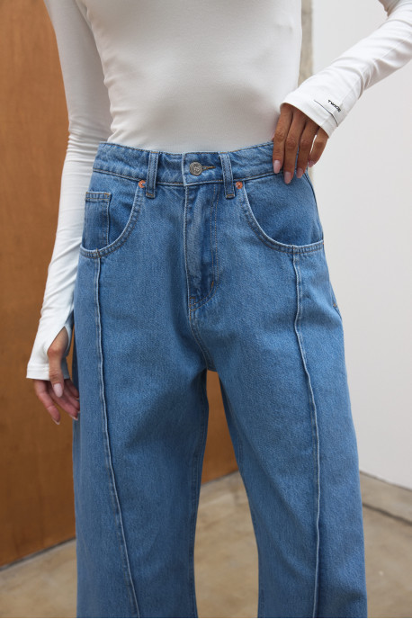 ДЖИНСИ WIDE LEG СИНІ З АКЦЕНТНИМИ ШВАМИ WL 591