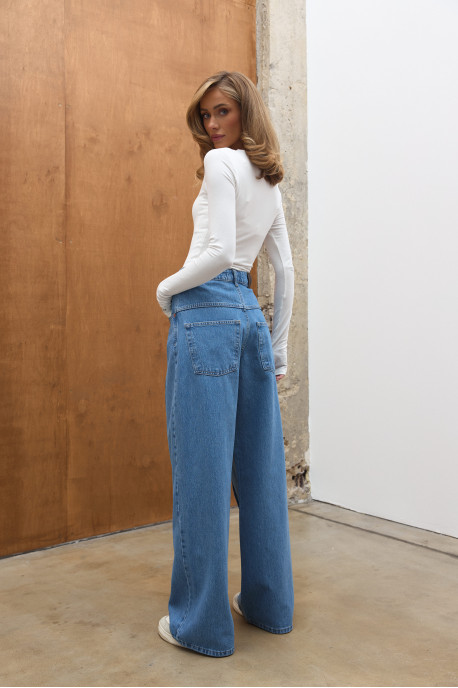 ДЖИНСИ WIDE LEG СИНІ З АКЦЕНТНИМИ ШВАМИ WL 591