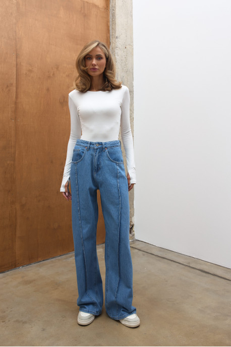 ДЖИНСИ WIDE LEG СИНІ З АКЦЕНТНИМИ ШВАМИ WL 591