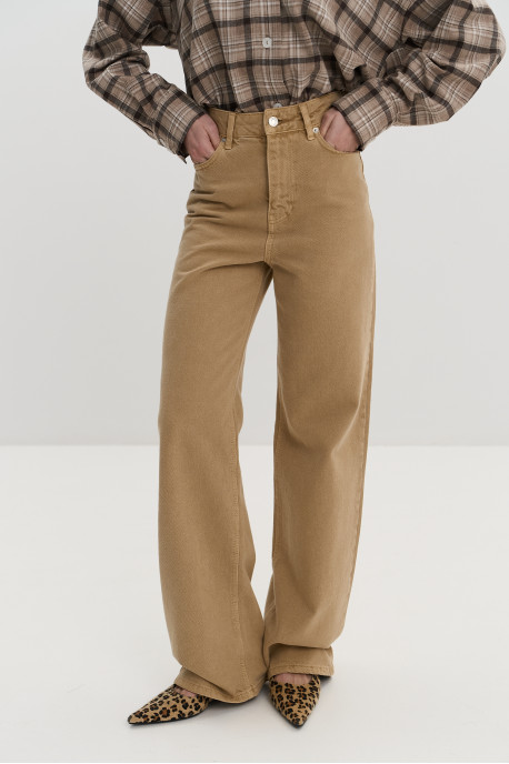 ДЖИНСИ WIDE LEG БЕЖЕВІ WL 595
