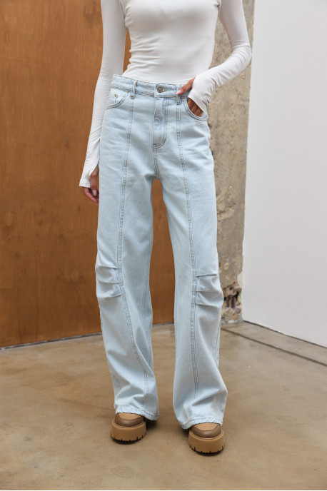ДЖИНСИ WIDE LEG З ДЕКОРАТИВНИМИ ШВАМИ БЛАКИТНИЙ WL 596