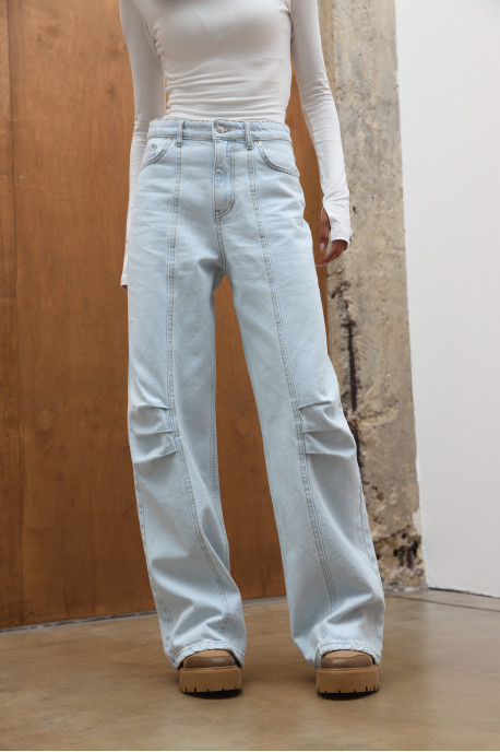ДЖИНСИ WIDE LEG З ДЕКОРАТИВНИМИ ШВАМИ БЛАКИТНИЙ WL 596