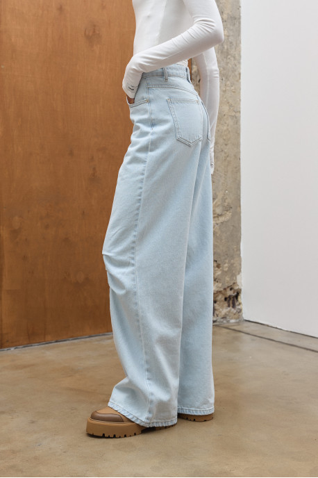 ДЖИНСИ WIDE LEG З ДЕКОРАТИВНИМИ ШВАМИ БЛАКИТНИЙ WL 596