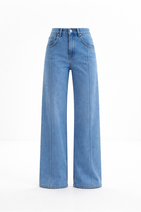 ДЖИНСИ WIDE LEG СИНІ З АКЦЕНТНИМИ ШВАМИ WL 591