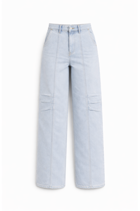 ДЖИНСИ WIDE LEG З ДЕКОРАТИВНИМИ ШВАМИ БЛАКИТНИЙ WL 596