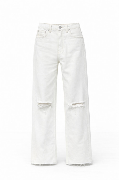 ДЖИНСИ WIDE LEG МОЛОЧНИЙ З ПОТЕРТОСТЯМИ WL615