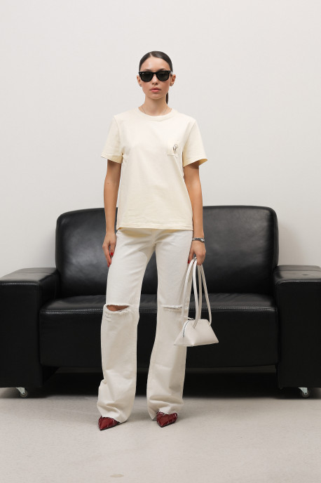 ДЖИНСИ WIDE LEG МОЛОЧНИЙ З ПОТЕРТОСТЯМИ WL615