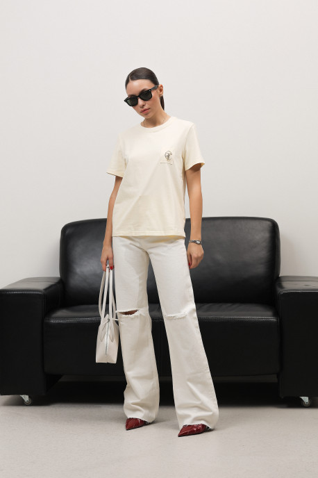 ДЖИНСИ WIDE LEG МОЛОЧНИЙ З ПОТЕРТОСТЯМИ WL615