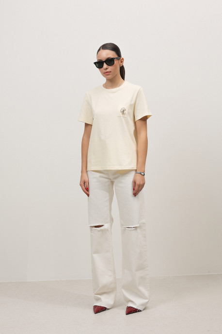 ДЖИНСИ WIDE LEG МОЛОЧНИЙ З ПОТЕРТОСТЯМИ WL615