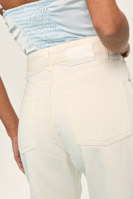ДЖИНСИ WIDE LEG МОЛОЧНИЙ З НЕОБРОБЛЕНИМ НИЗОМ WL614