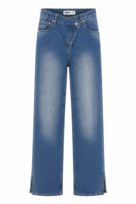 ДЖИНСИ WIDE LEG З АСИМЕТРИЧНИМ ПОЯСОМ СИНІЙ WL 570