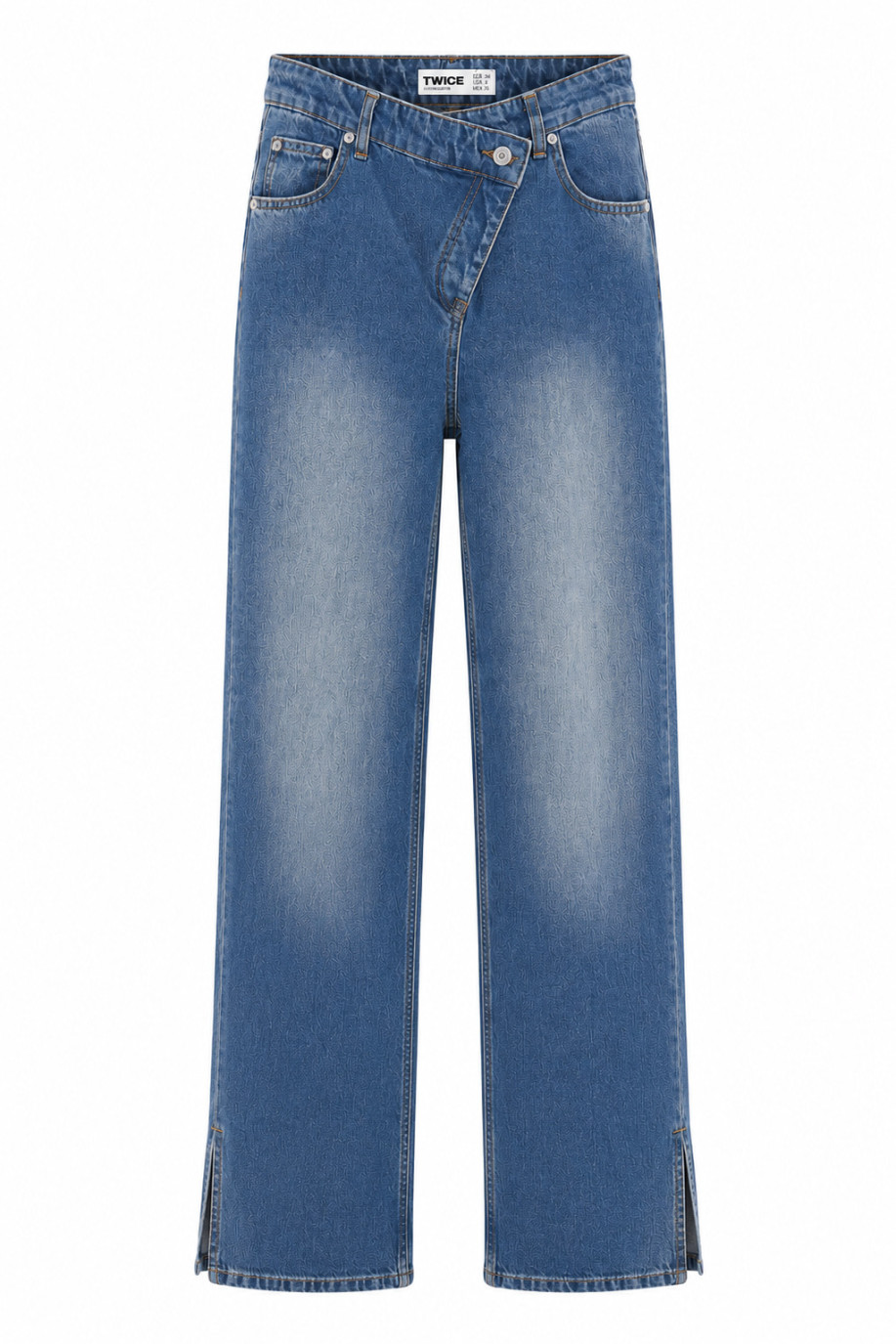 ДЖИНСИ WIDE LEG З АСИМЕТРИЧНИМ ПОЯСОМ СИНІЙ WL 570