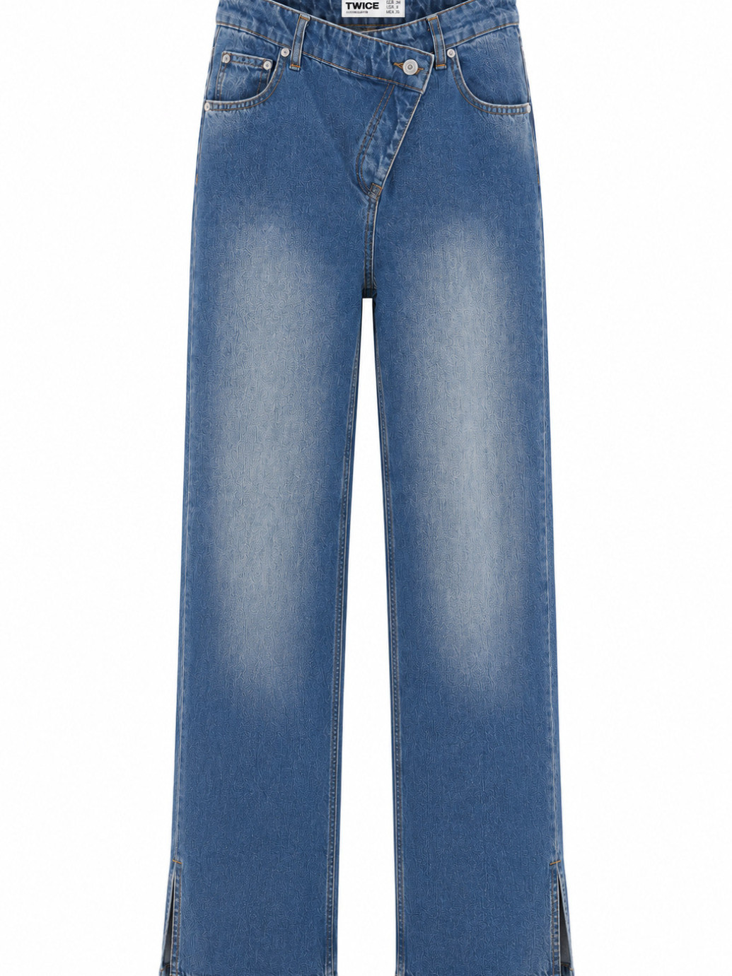 ДЖИНСИ WIDE LEG З АСИМЕТРИЧНИМ ПОЯСОМ СИНІЙ WL 570