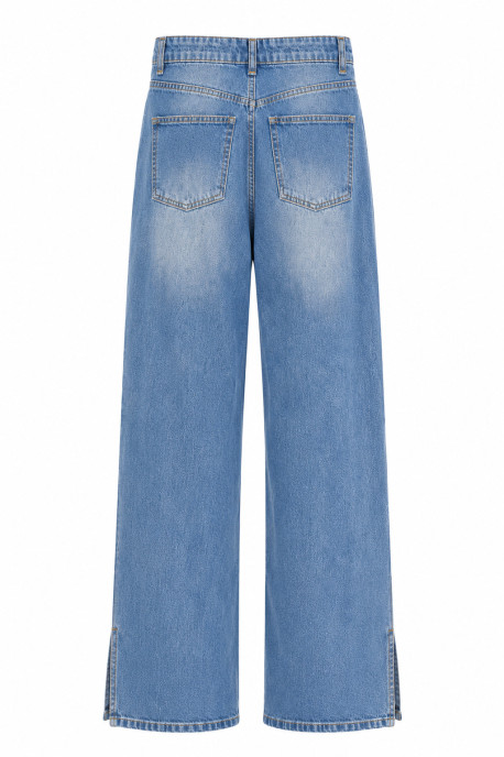 ДЖИНСИ WIDE LEG З АСИМЕТРИЧНИМ ПОЯСОМ СИНІЙ WL 570