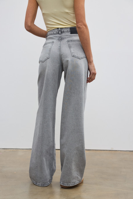 ДЖИНСИ WIDE LEG СІРІ З ШВАМИ WL 588