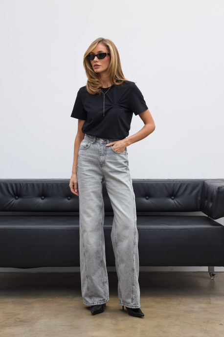 ДЖИНСИ WIDE LEG СІРІ З ШВАМИ WL 588