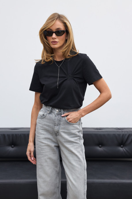 ДЖИНСИ WIDE LEG СІРІ З ШВАМИ WL 588