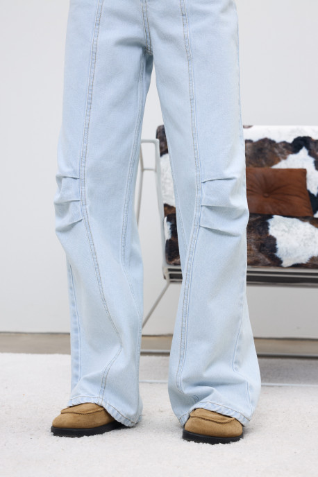 ДЖИНСИ WIDE LEG З ДЕКОРАТИВНИМИ ШВАМИ БЛАКИТНИЙ WL 596