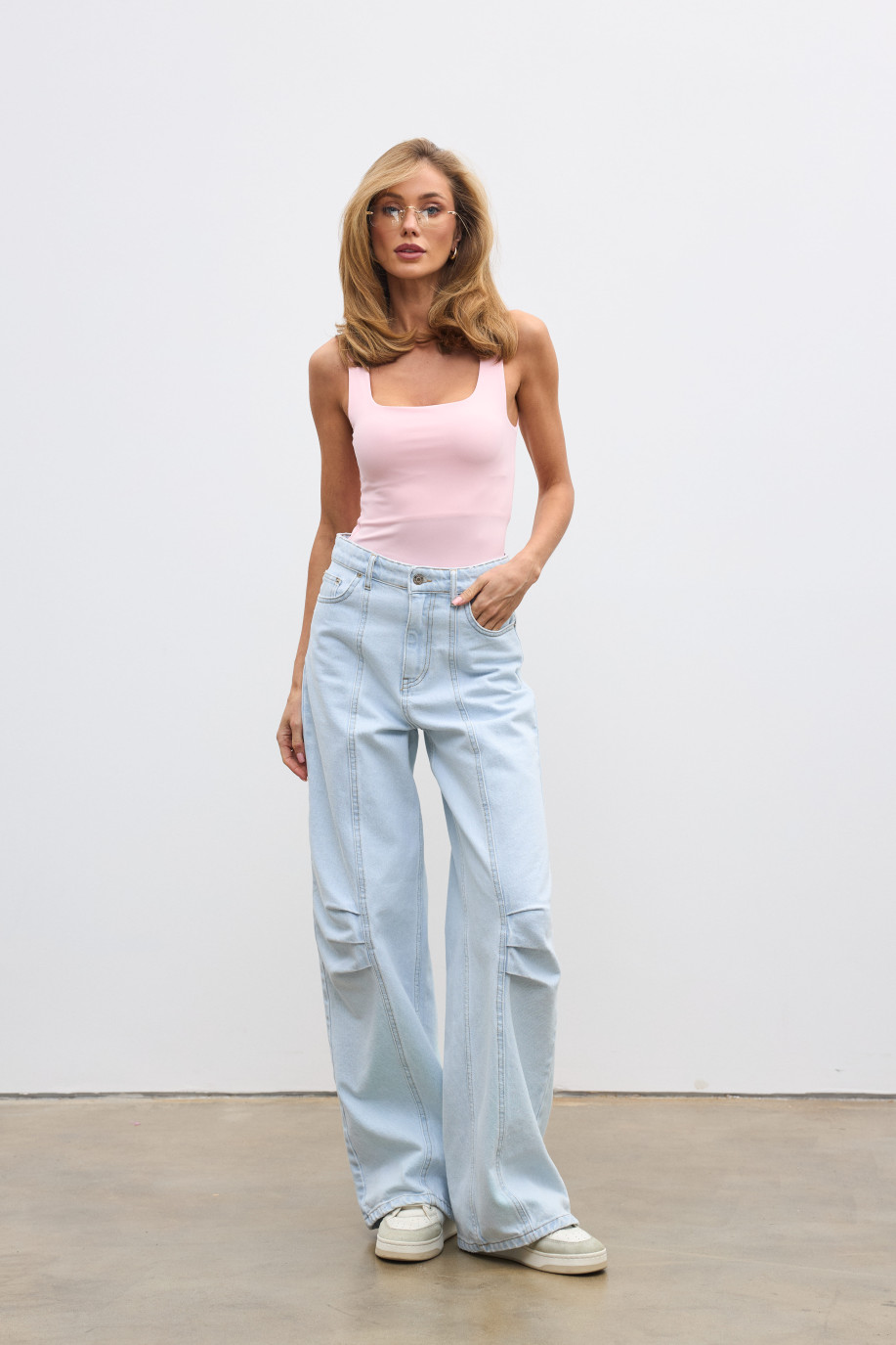 ДЖИНСИ WIDE LEG З ДЕКОРАТИВНИМИ ШВАМИ БЛАКИТНИЙ WL 596