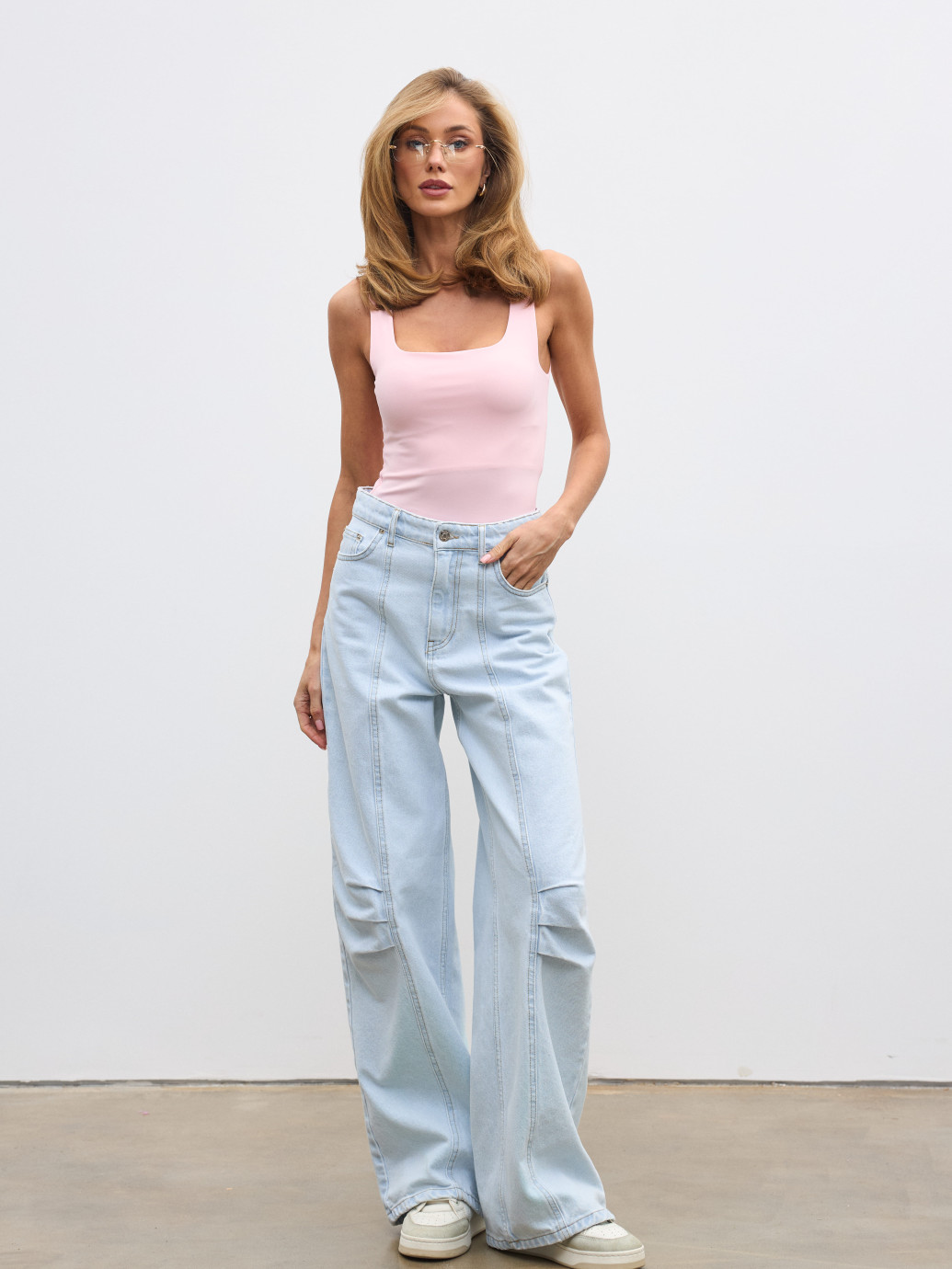 ДЖИНСИ WIDE LEG З ДЕКОРАТИВНИМИ ШВАМИ БЛАКИТНИЙ WL 596