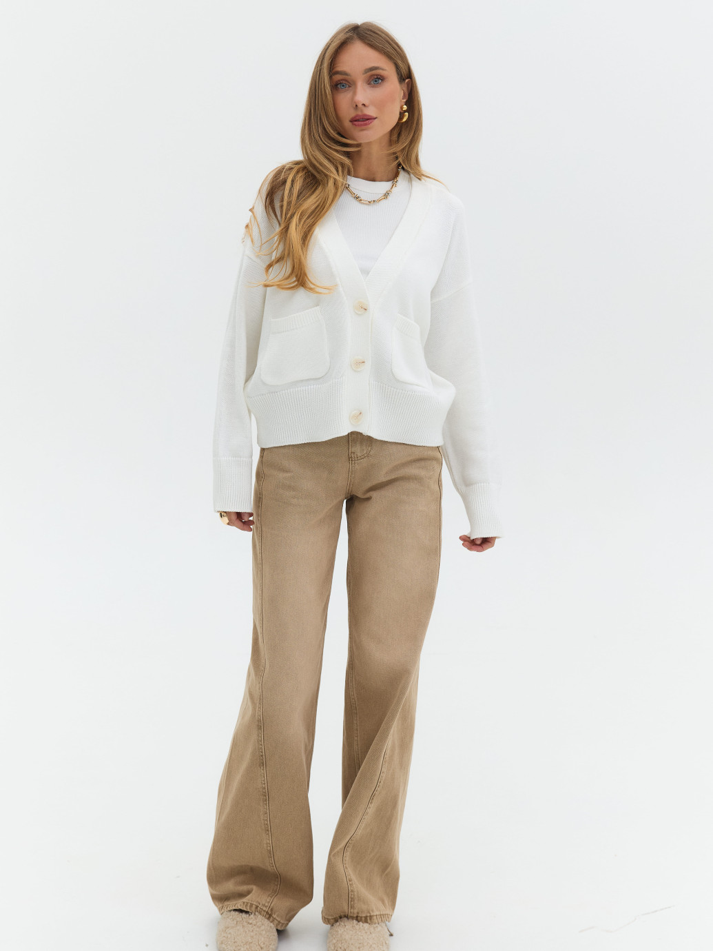 ДЖИНСИ WIDE LEG БЕЖЕВИЙ З ШВОМ WL 573