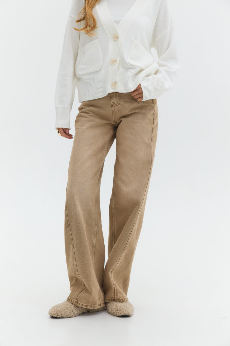 ДЖИНСИ WIDE LEG БЕЖЕВИЙ З ШВОМ WL 573