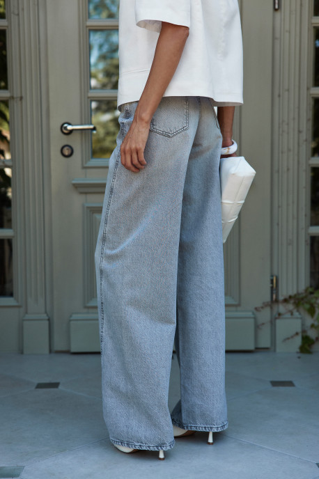 ДЖИНСИ WIDE LEG СІРІ З ШВАМИ WL 588