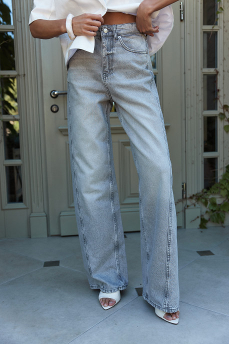ДЖИНСИ WIDE LEG СІРІ З ШВАМИ WL 588