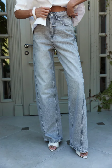 ДЖИНСИ WIDE LEG СІРІ З ШВАМИ WL 588